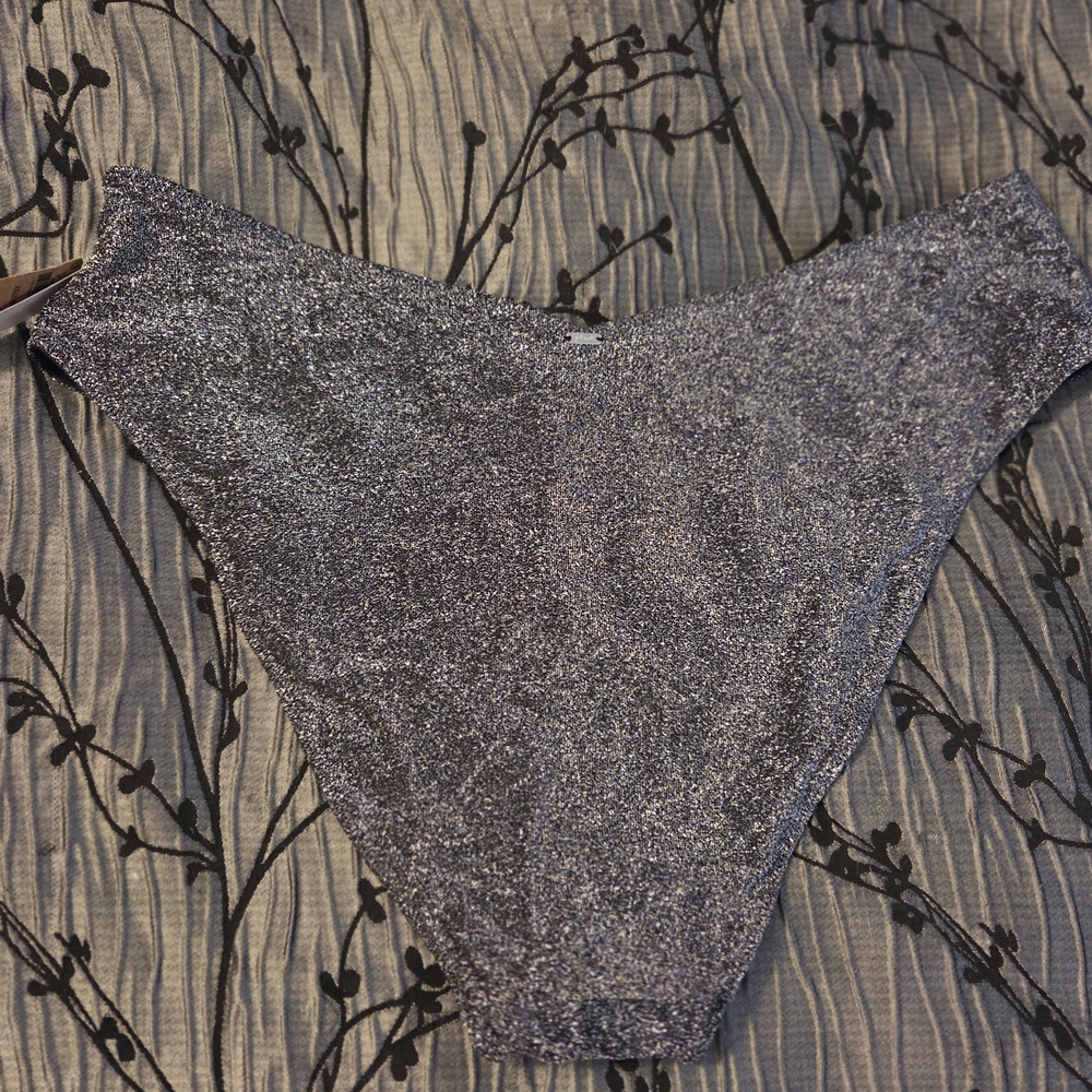 PINK Victoria's Secret Glittery Shimmer Black and Silver Bikini Bottom. Size XXL - Picture 6 of 9